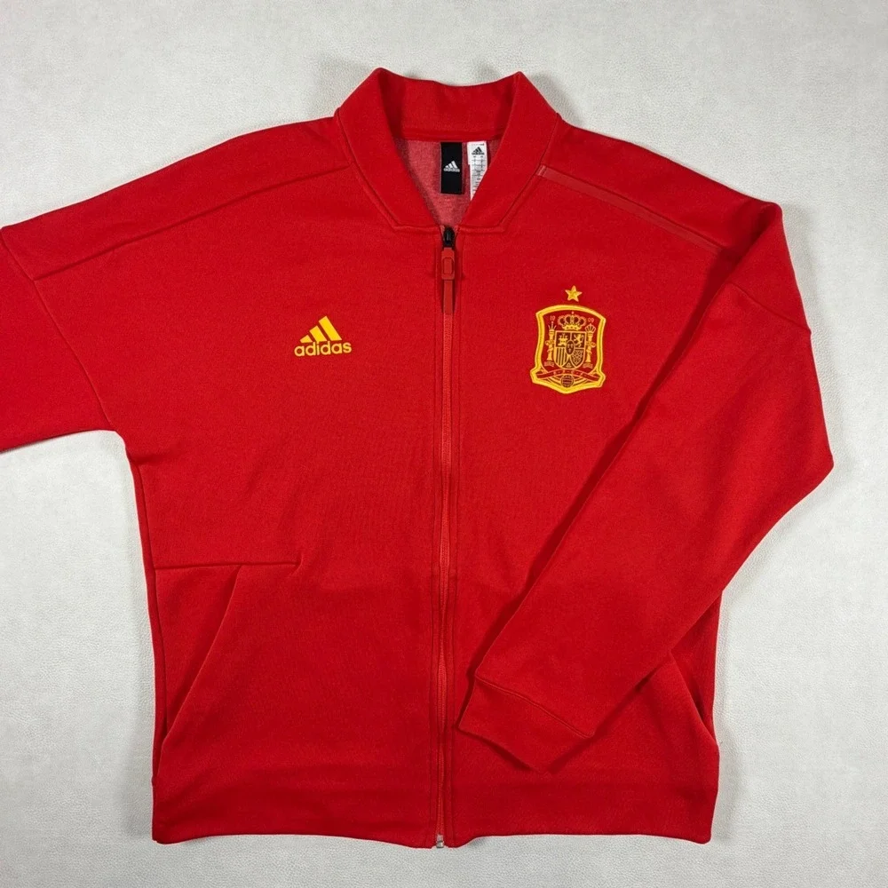Adidas Spain National Team Full Zip Football Jacket Mens Large Red ESPAÑA